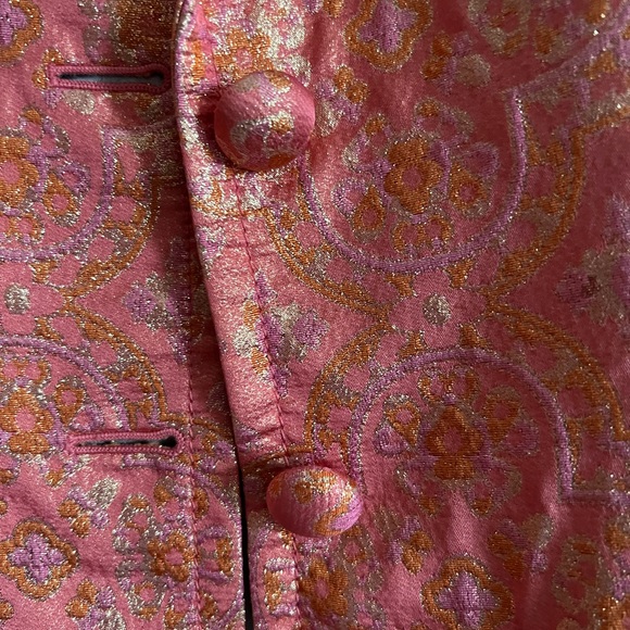 J. Crew Collection Silk/cotton Coral/Gold Metallic Jacket Size 10 - Picture 4 of 8